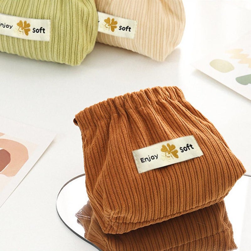 Corduroy Elastic Storage Bag, Mini Travel Cosmetic Bag, Portable Makeup StorageBag Hair Tie Organizer Storage Clutch, Cute Hair Clips Jewelry Organizer for Women (Blue 1pcs-C) - Image 3